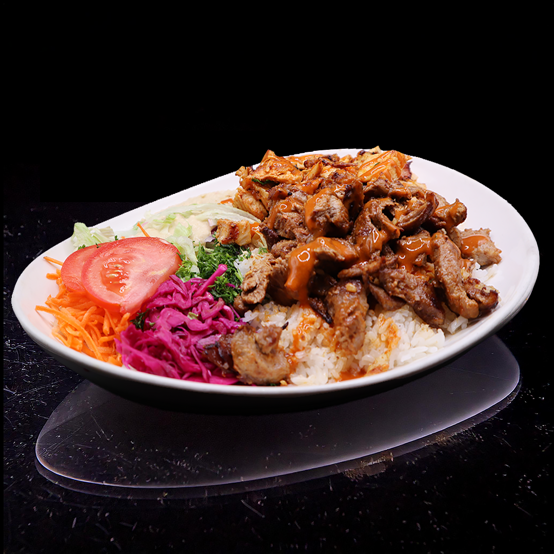 Mixed Souvlaki On Rice